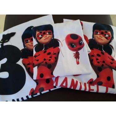 Imagem de 3 Blusas Personalizadas Ladybug - criattivis, Branco, 1 ano até GG adu