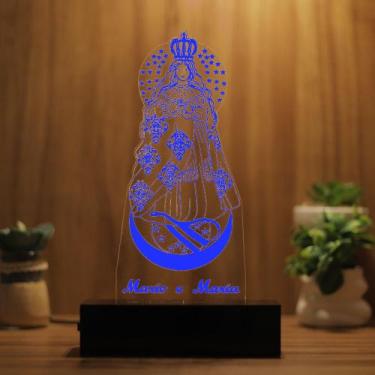 Imagem de Luminária Abajur Nossa Senhora de Caacupê LED Azul - Bold