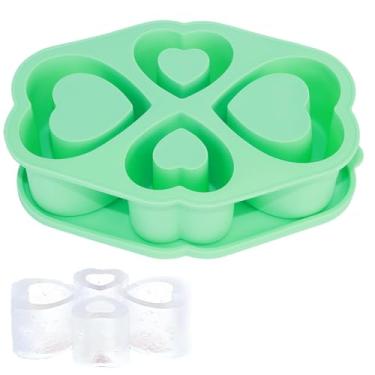 Imagem de RUIAN Bandejas de gelo de 850 g para copo Stanley, bandeja de gelo de silicone com tampa para coquetéis gelados, uísque, bebidas, café, máquina de gelo fácil de encher e liberar (verde)