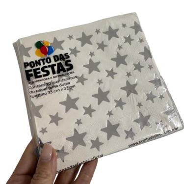 Imagem de Guardanapo de Papel Folha Dupla Estrela Prata 33x33 cm - Inspire sua F