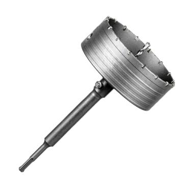 Imagem de SALI Kits de serra de furo de concreto 6" (150 mm) Conjuntos de brocas de cortador de furo de parede de aço tungstênio com biela SDS Plus de 220 mm, brocas de posicionamento central de 110 mm para tijolos de espuma de alvenaria de parede de cimento