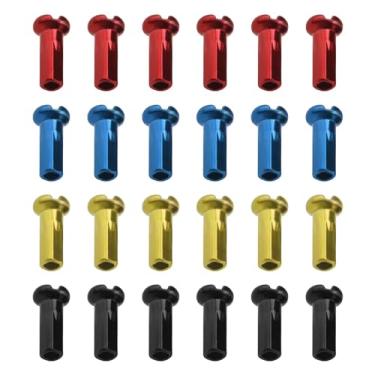 Imagem de LT Easiyl 100 peças de mamilos de raio de roda de bicicleta protetor de raio de bicicleta para bicicleta de montanha bicicleta de estrada 14G / 2mm diâmetro raio de aço preto vermelho azul ouro