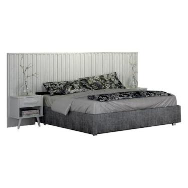 Imagem de Cabeceira Ripada Extensiva Casal Queen com 2 Criados Milano - Leifer M