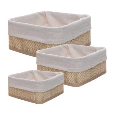 Imagem de LYOR - Conjunto 3 Cestas Quadradas com Forro em Tecido Cozy Bambu