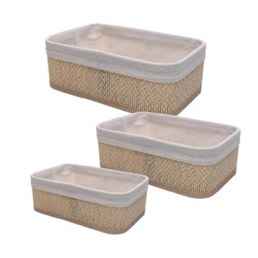 Imagem de LYOR - Conjunto 3 Cestas Retangulares com Forro em Tecido Cozy Bambu