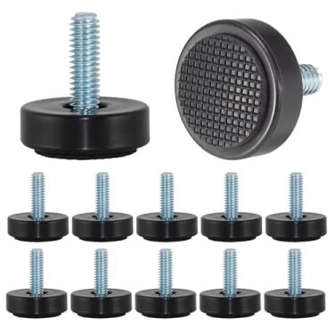Imagem de NEWBYTEK Nivelador de móveis ajustável M6, parafusos de pés de nivelamento de borracha rosqueados, niveladores de pés rosqueados para móveis, nivelamento deslizante para mesa, cadeira, pernas de
