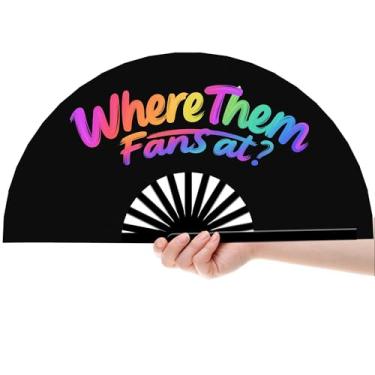 Imagem de AYTHSRIC 13 fãs de dança em linha, ventilador de mão de botas no chão, onde eles fãs no Clack Fan, ventilador de mão ocidental para dança, festa, decoração, festival, grande ventilador dobrável de