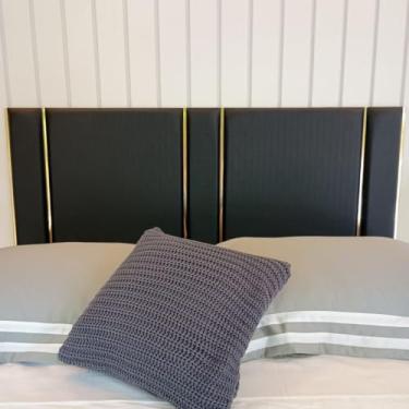 Imagem de Cabeceira estofada antialergica Adesiva em módulos (Preto, cama King 2,00 x 0,60)