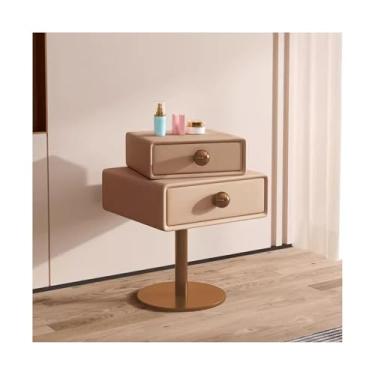 Imagem de Mesa De Cabeceira Estreita De Madeira Com Base De Metal, Moderna E Fina Com Gavetas Para Quarto, Sala De Estar E Dormitório(Apricot,19x15x23")