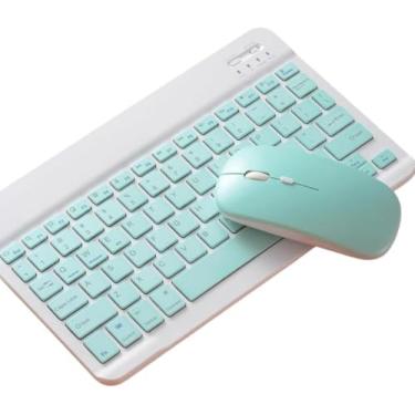 Imagem de Kit Teclado e Mouse Sem Fio Recarregável Bluetooth e USB 800/1200/1600 DPI Ajustável Silencioso Compacto para PC Notebook Smart TV e Celular