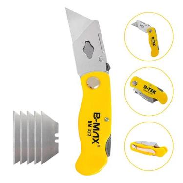 Imagem de B-TEK - Estilete Canivete Dobrável Profissional 18mm 5 Lâminas - B-TEK