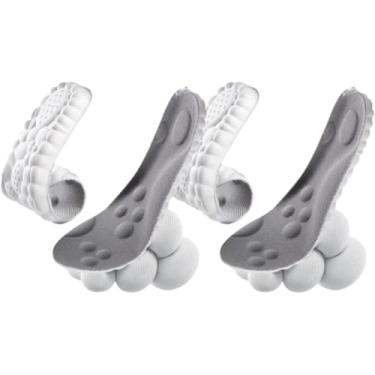 Imagem de Kit 2 Palmilhas Ortopédicas 4D Alívio De Dores Nos Pés Para Tênis Sapatos Chuteiras Anti Impacto Absorção De Choque Massagem Conforto Esportiva Cor Cinza Com Branco Vários Tamanhos 35 ao 41 (35-36)