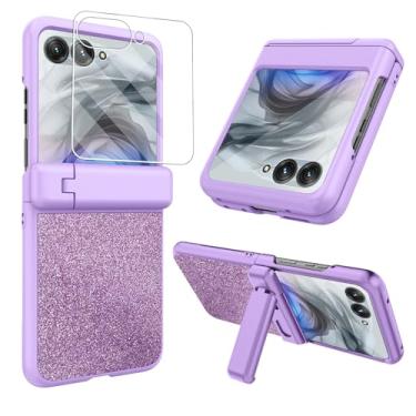 Imagem de Capa para Motorola Razr 2025 com suporte glitter Moto Razr 2024/2025 Capa de corpo inteiro à prova de choque Bling Razr 50/60 com protetor de tela e proteção de dobradiça [Não serve para Razr 50 e 60