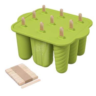 Imagem de Moldes de picolé de silicone, máquina de picolé de gelo congelado caseiro com 9 cavidades - livre de BPA, moldes de silicone para freezer com 50 varetas, molde de sorvete DIY para crianças adultos e