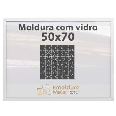 Imagem de Moldura para Quebra Cabeça Cabeca 50x70 1500 peças Com Vidro para Quadro Puzzles Clementoni cor Branca
