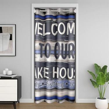 Imagem de Cortina blackout para porta Lake House, 203 cm × 106 cm, cortina rústica para entrada de barco, escurecimento do quarto, 1 painel