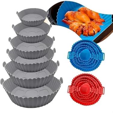 Imagem de Kit Formas de Silicone para Air Fryer - 6 Unidades, Reutilizáveis, Antiaderentes, com Alça (Compatível com Todos os Modelos de fritadeira elétrica)
