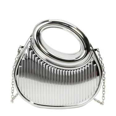 Imagem de CTTOVIS Bolsa de mão feminina de acrílico para noite, pequena e fofa, bolsa tiracolo moderna para festa e coquetéis, Prata