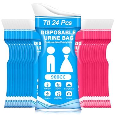 Imagem de Bolsa de urina descartável para viagens - Sacos de urina de 900 ml para mulheres e homens, 12/24 peças, sacos de vômito de emergência, vaso sanitário para acampamento de carro, viagem, engarrafamento