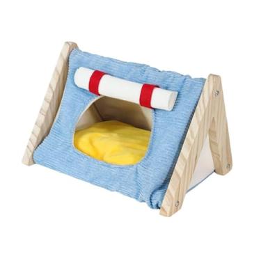 Imagem de IEUDNS Cama para Porquinho-da-índia, Plataforma de Atividades para Esconder Hamster, Casa Quente para Esconder Porquinho-da-índia para Brincar, Ratos Dormind, azul