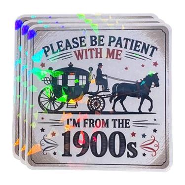 Imagem de (3 peças) Adesivo holográfico Please Be Patient with Me I'm from The 1900s para laptop, garrafa de água, capacete, janela, Kindle, 7,6 cm