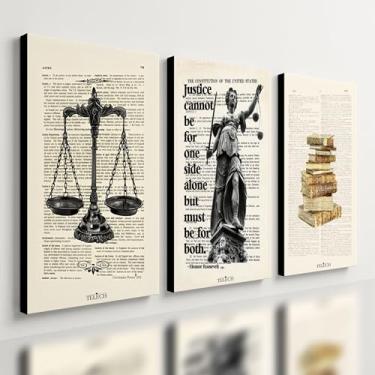 Imagem de Kit 3 Quadro Decorativo Advocacia Escritório Justiça Placa