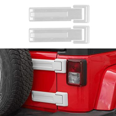 Imagem de RT-TCZ Tampa da dobradiça da porta traseira Suporte de pneu sobressalente Acabamento da porta traseira Acessórios Externos Decoração para Jeep Wrangler JK JKU 2/4 Porta 2007-2017, Branco