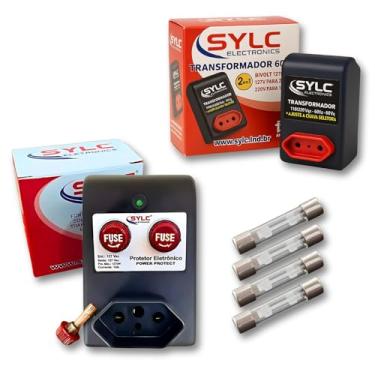 Imagem de Kit Conversor de Energia Bivolt 60VA + Protetor Elétrico 127V Sylc – Segurança para Eletrodomésticos