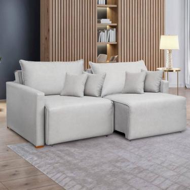 Imagem de Sofá Cama 2 Lugares Júlia Retrátil e Reclinável Linho/Gelo - Celflex