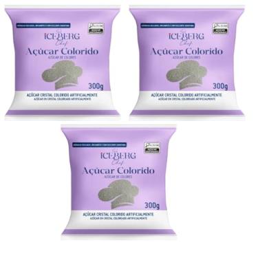 Imagem de Açúcar Prateado Cristal Kit 3 Pacotes Confeitaria Fina Iceberg