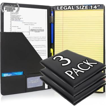 Imagem de Pasta de portfólio tamanho ofício 21 x 35 cm para bloco jurídico, pasta profissional para entrevistas de emprego, reuniões de negócios e advogados (pacote com 3)