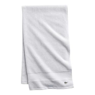Imagem de Lacoste Toalha de banho Heritage 100% algodão Supima, branca, 76 cm x 137 cm – Altamente absorvente e de secagem rápida, toalha de banho super macia premium, essencial para banheiro, presente para