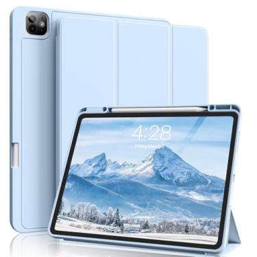 Imagem de ZKTUYU Capa para iPad Pro de 13 polegadas M4 (2024), com suporte para lápis, traseira fina de TPU macio com três dobras [suporta Pencil Pro e Pencil (USB-C)], suporta Touch ID e ativação automática