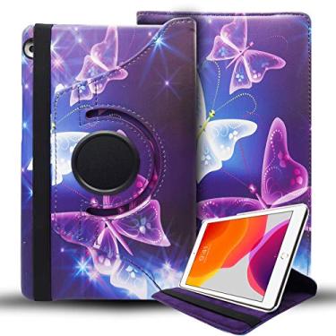 Imagem de A2One Stuff Capa para iPad Pro de 10,5 polegadas 2019 / iPad Air 3ª geração, capa de suporte fino, capa inteligente para despertar/hibernar, suporte multi-ângulo (azul borboleta)