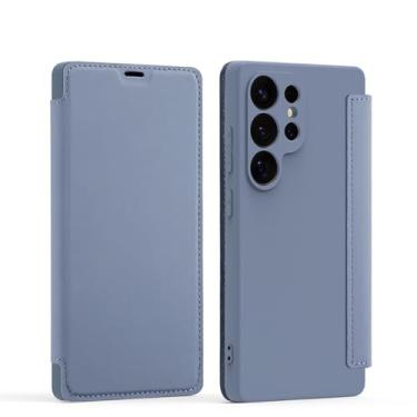 Imagem de HJZSZX Para Samsung S25Plus Proteção Total Silicone Líquido Flip Phone Case Wallet Cartão Slot Bracket Cover (Para Samsung S25Plus/Cinza)