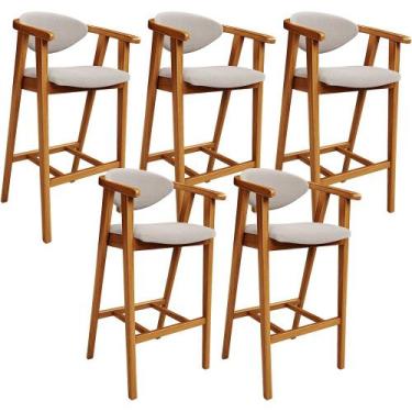 Imagem de Kit 05 Banquetas Alta Para Cozinha Bancada Bar Sala de Jantar Fixa Cec