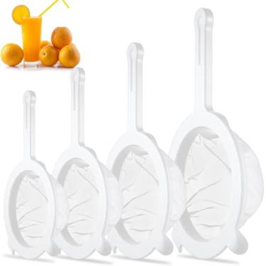 Imagem de Baderke Pacote com 4 coadores de malha de nylon com alça (10 cm, 12 cm, 15 cm, 17 cm), filtro de peneira de alimentos fino, peneira de plástico, peneira de farinha para kefir, iogurte, leite, café