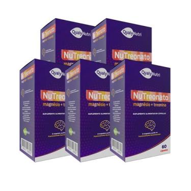 Imagem de Kit 5 Magnésio Treonato 600mg QualyNutri 60Caps Magnésio, 0.390