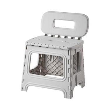 Imagem de rockible Banco dobrável, cadeira dobrável para acampamento com encosto para jardinagem e pesca, Cinzento/Branco