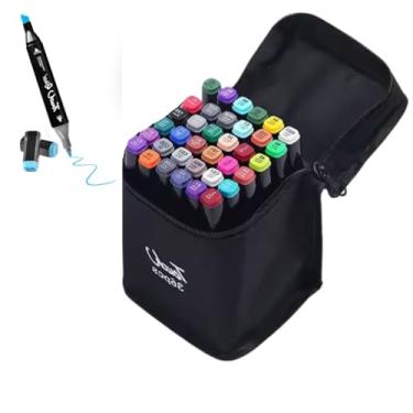 Imagem de Kit Marcadores Canetinha Ponta Dupla Touch Sweet + Estojo | Canetas Coloridas à Base de Álcool | Ponta Fina e Grossa | Ideal para Desenho, Arquitetura, Moda, Mangás e Ilustrações (36 CORES)