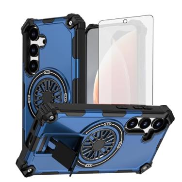 Imagem de Asuwish Capa de celular para Samsung Galaxy S24 FE 5G com protetor de tela de vidro temperado e suporte magnético à prova de choque Slim Boys Cell Accessories S 24 EF AI S24FE 24S feminino masculino