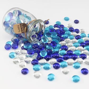 Imagem de ginojex Contas de vidro mistas de 1 kg, enchimento de vasos, decoração de cascalho, mármores de vidro plano, pedras, pedras, aquário, rochas, decoração para casa, artesanato - 3 misturas de cores
