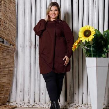 Imagem de Casaco Sobretudo Feminino Lanzinha Plus Size Transpassado C/ Capuz - R