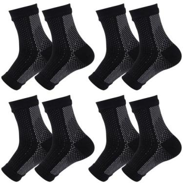 Imagem de Kit 4 pares meias compressão pretas alívia dor pés fascite plantar - S