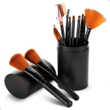 Imagem de Kit 12 Pincéis de Maquiagem Make Profissional Lorben com Necessaire em