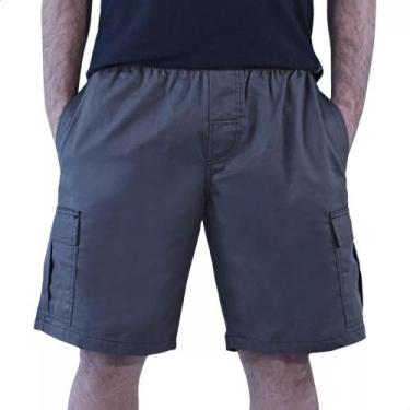 Imagem de Bermuda Cargo Masculina Brim 5 Bolsos Com Elástico Casual - Grito Fina