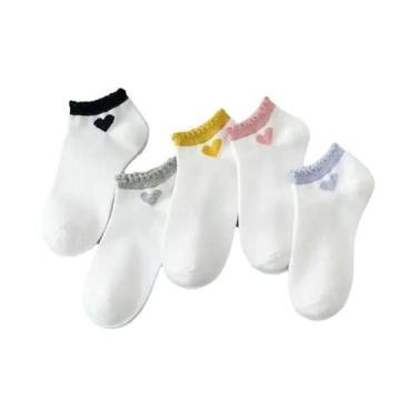 Imagem de 5 Pares de Meias Curtas Femininas com Gatinhos - Meias Criativas e Del