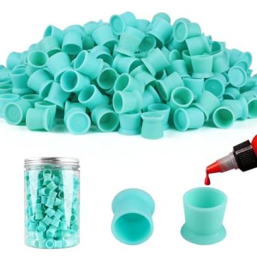 Imagem de 300 peças de copos de tinta de tatuagem com base de tampas de tinta de tatuagem descartáveis de silicone copos de maquiagem permanente delineador de sobrancelha cor labial copo de pigmento recipiente