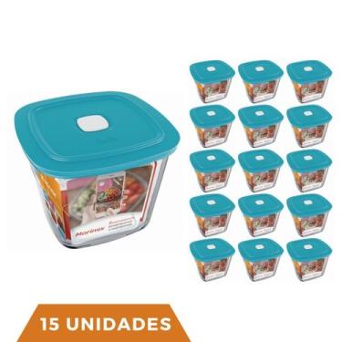 Imagem de 15 Potes Vidro Quadrado Alto Com Tampa Facilita Marinex 1L - NADIR FIG