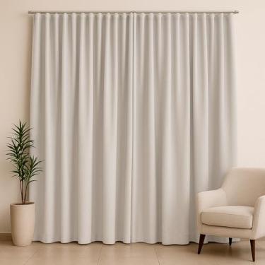 Imagem de Cortina Basic Blackout Tecido Corta Luz 3,00x2,50m para Trilho Suiço 2m (Branco)